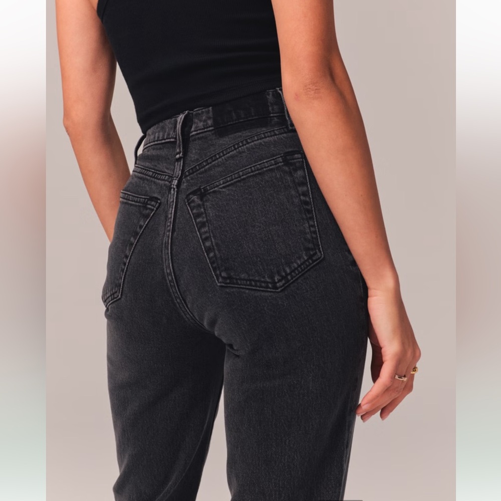 Abercrombie & Fitch Ultra High Rise 90s Straight Black Jean 27/4R - Picture 7 of 13